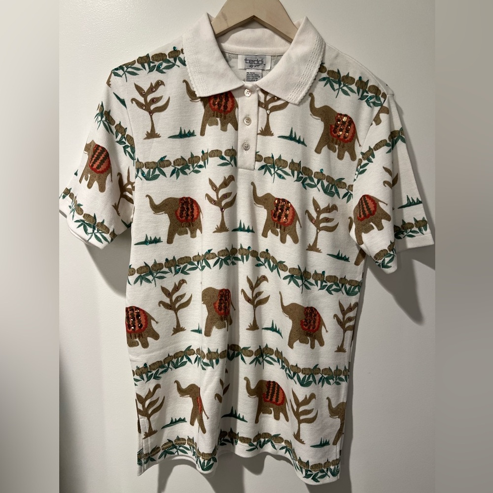 Vintage Teddi Men's Printed Polo - size S